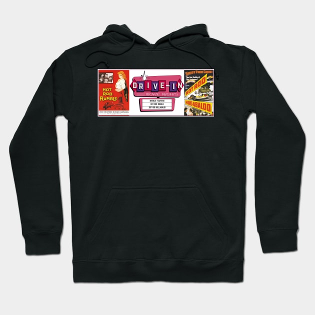 Drive-In Double Feature - Hot Rod Rumble & Hot Rod Hullabaloo Hoodie by Starbase79